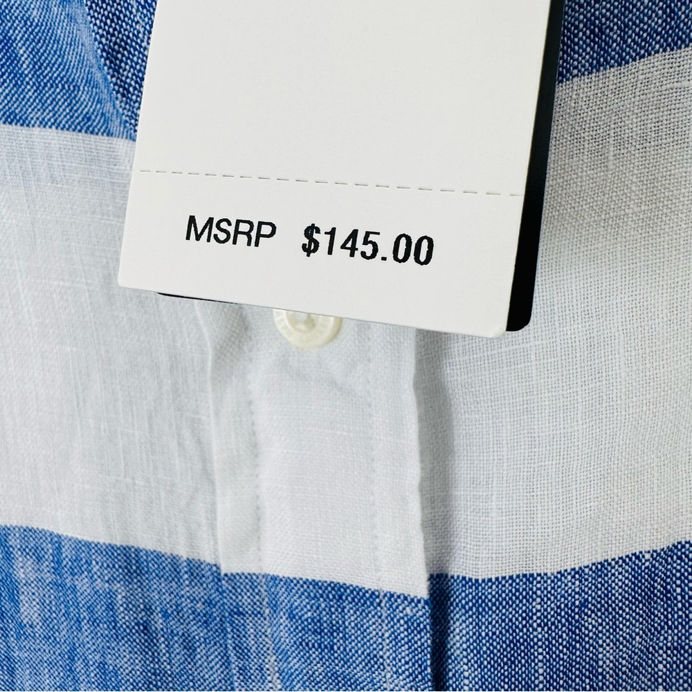 New Ralph Lauren Linen Button Down Striped oversized Shirt poplin - Picture 7 of 8